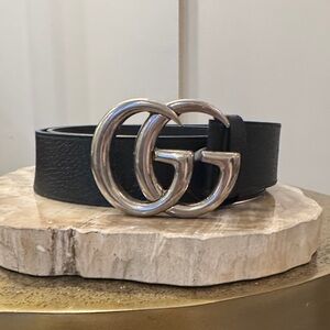 Gucci Black Belt with Silver Buckle